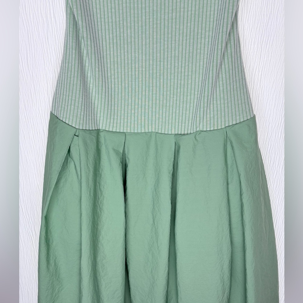 Free People, Light Green Fit-and-Flare Cotton Blend Dress, Size Large 12 -14 - Picture 7 of 12